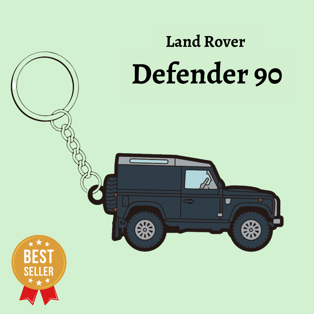 Close-up image of The Keyring Garage's Land Rover Defender 90 keyring, showcasing intricate details and British craftsmanship.