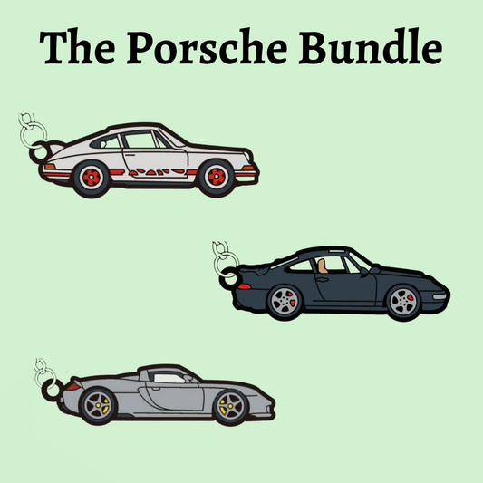 Assorted selection of The Keyring Garage's Porsche keyrings, capturing the essence of Porsche performance and design, presented in a stylish bundle for enthusiasts and collectors to cherish.